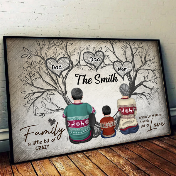Family Heart Tree Sitting Personalized Poster, Home Decoration, Gift For Family Sale - Image 2