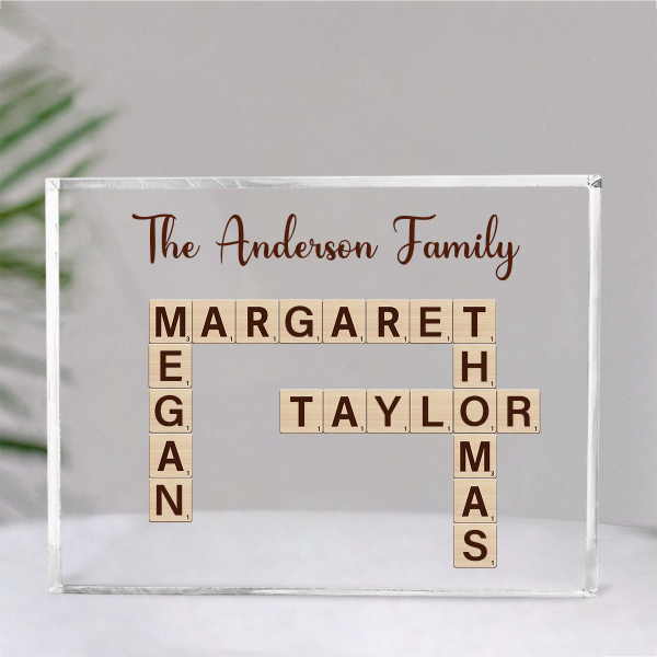 Family Crossword Art Created In A Moment Treasured Forever Personalized Horizontal Acrylic Block Plaque Sale - Image 3