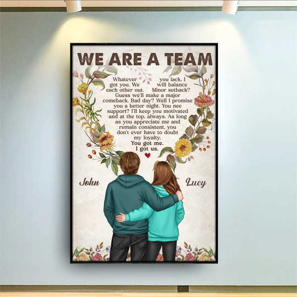 We re A Team Couple Back View Personalized Poster, Valentine s Day, Anniversary Gift For Him, For Her Online Sale - Image 2