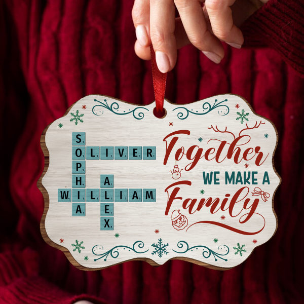 Together We Make A Family Crossword Puzzle Personalized Wooden Ornament, Christmas Gift for Husband Wife, Daughter Son, Grandma Grandpa For Discount - Image 3