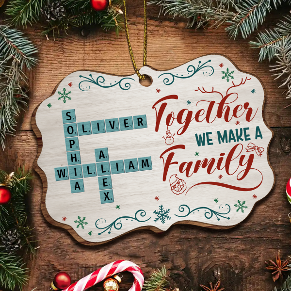 Together We Make A Family Crossword Puzzle Personalized Wooden Ornament, Christmas Gift for Husband Wife, Daughter Son, Grandma Grandpa For Discount - Image 2