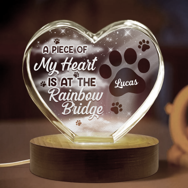 Pet Memorial A Piece At The Rainbow Bridge - Personalized Crystal Heart For Cheap - Image 2