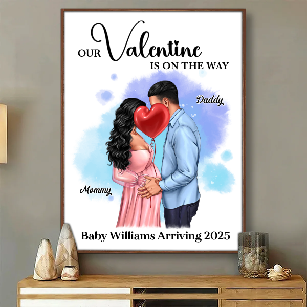 Kissing Couple, Expecting Parents, Pregnancy Couple Personalized Poster, Valentine s Day Gift, Pregnancy Announcement Hot on Sale