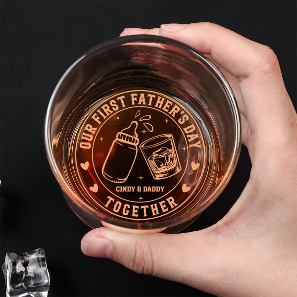 Our First Father s Day Together - Personalized Engraved Whiskey Glass Cheap - Image 3