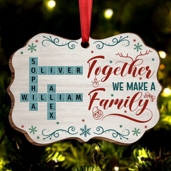 Together We Make A Family Crossword Puzzle Personalized Wooden Ornament, Christmas Gift for Husband Wife, Daughter Son, Grandma Grandpa For Discount