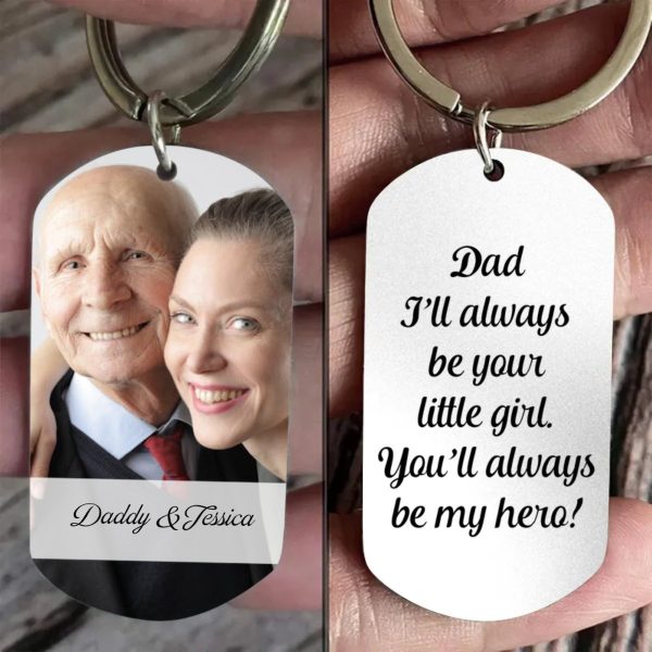 Father s Day - I ll Always Be Your Little Girl Hero - Personalized Stainless Keychain (TL) on Sale - Image 2