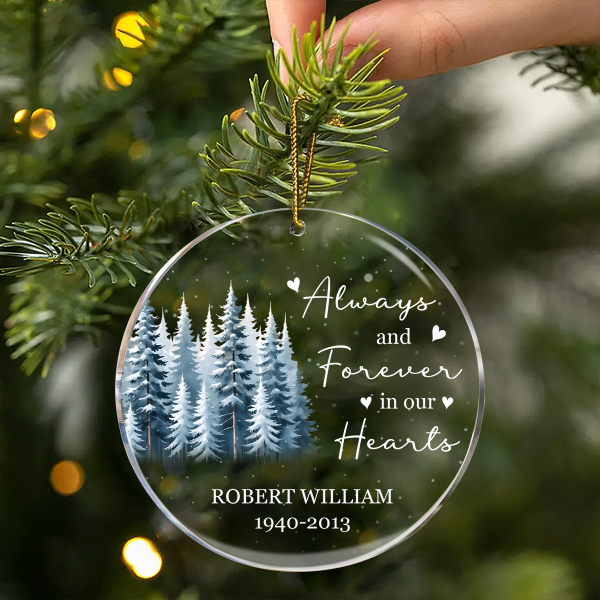 Always And Forever In Our Hearts Memorial Keepsake Personalized Acrylic Ornament Online Hot Sale - Image 3
