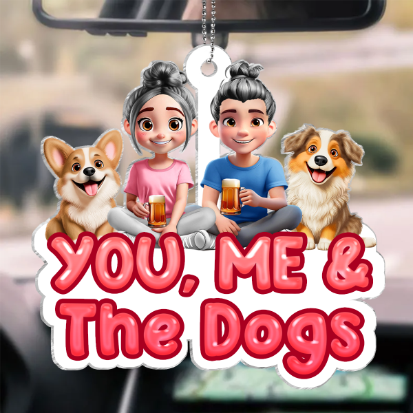 You And Me And The Dogs Couple - Personalized Acrylic Car Hanger Online Hot Sale - Image 3