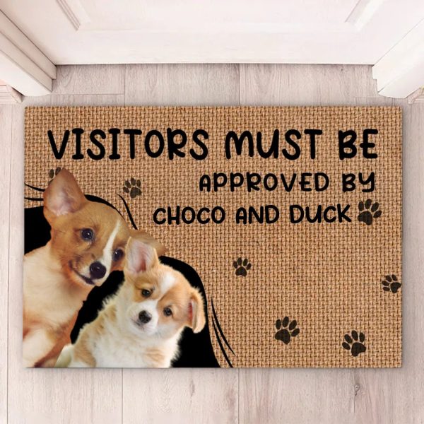 Pet Lovers - Custom Photo Visitors Must Be Aapproved By This Dog - Personalized Doormat (TM) Online