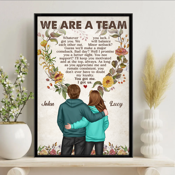 We re A Team Couple Back View Personalized Poster, Valentine s Day, Anniversary Gift For Him, For Her Online Sale - Image 3
