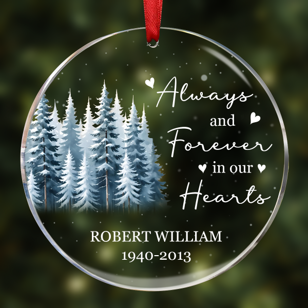 Always And Forever In Our Hearts Memorial Keepsake Personalized Acrylic Ornament Online Hot Sale