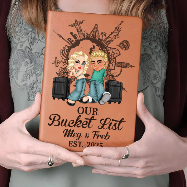 Our Bucket List Travel Couple - Personalized Leather Journal Fashion