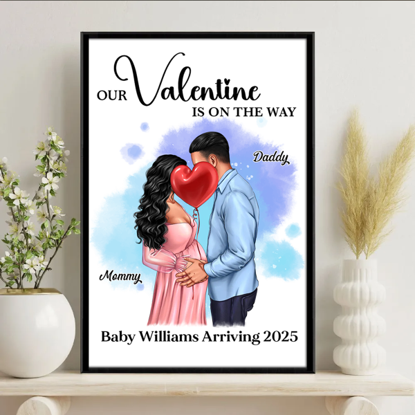 Kissing Couple, Expecting Parents, Pregnancy Couple Personalized Poster, Valentine s Day Gift, Pregnancy Announcement Hot on Sale - Image 2