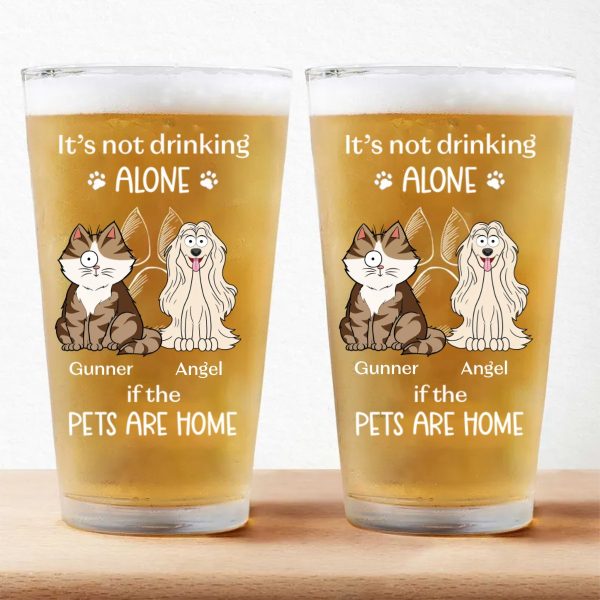 Pet Lovers - It s Not Drinking Alone If The Cats Are Home - Personalized Beer Glass Hot on Sale - Image 3